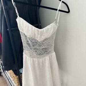 Elegant White Lace Mini Dress